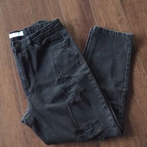 Garage Black High Rise Women Rippes Jeans